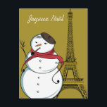 Frohe Weihnachten Snowman<br><div class="desc">"Fröhliche Weihnachten",  "Eiffel Tower and a snowman with beret,  red scarf and stick zigarette"</div>