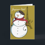 Frohe Weihnachten Snowman<br><div class="desc">"Fröhliche Weihnachten",  "Eiffel Tower and a snowman with beret,  red scarf and stick zigarette"</div>