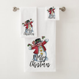 Frohe Weihnachten Snowman Badhandtuch Set