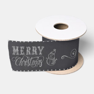 Frohe Weihnachten Snowman Chalkboard Design Satinband