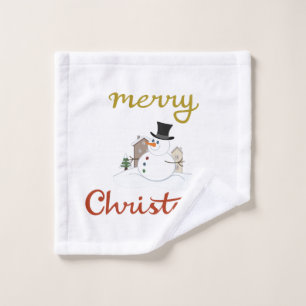Frohe Weihnachten+Snowman Design Badhandtuch Set