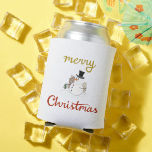 Frohe Weihnachten+Snowman Design Dosenkühler