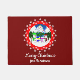 Frohe Weihnachten! Snowman Family Doormat Fußmatte