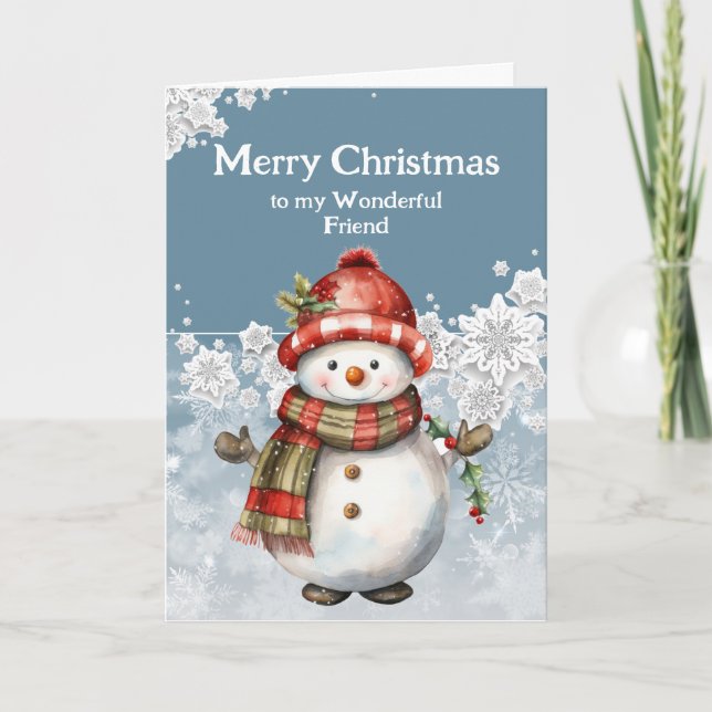 Frohe Weihnachten Snowman Friend Karte (Vorderseite)