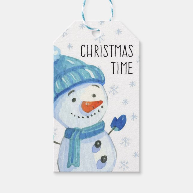 Frohe Weihnachten Snowman Geschenkanhänger (Vorderseite)