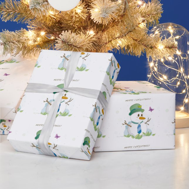 Frohe Weihnachten Snowman Geschenkpapier (Feiertage)
