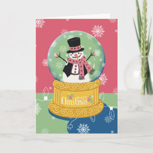 Frohe Weihnachten Snowman Globe Karte