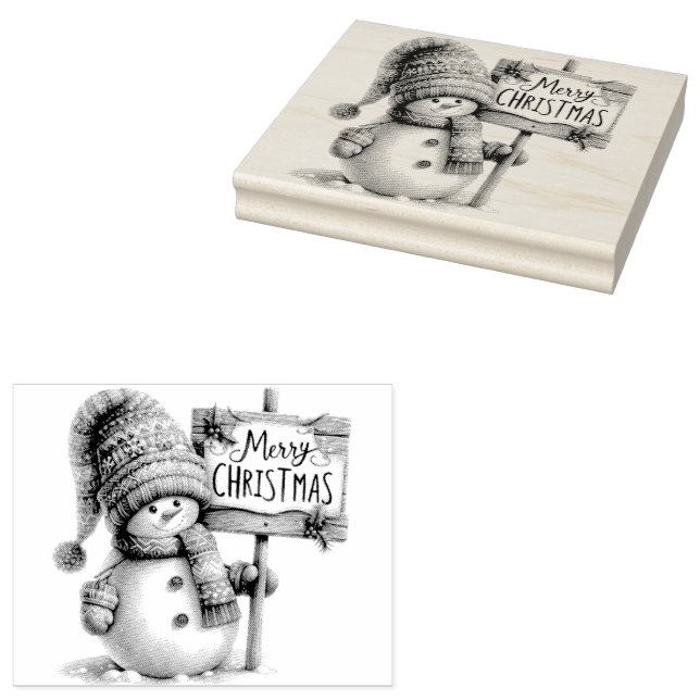 Frohe Weihnachten Snowman Gummistempel (Stempel)