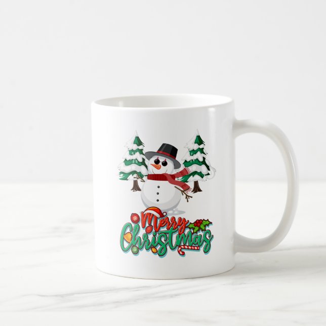 Frohe Weihnachten Snowman Kaffeetasse (Rechts)