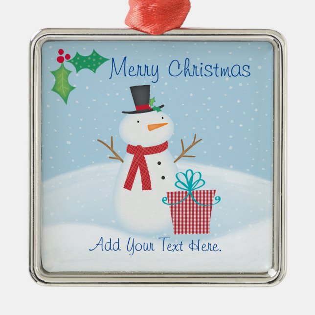 Frohe Weihnachten Snowman Keramik Ornament (Vorne)