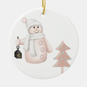 Frohe Weihnachten Snowman Keramik Ornament