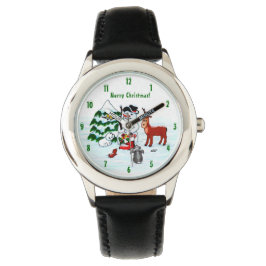 Frohe Weihnachten! Snowman mit Freunden Armbanduhr
