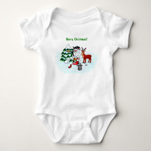 Frohe Weihnachten! Snowman mit Freunden Baby Strampler