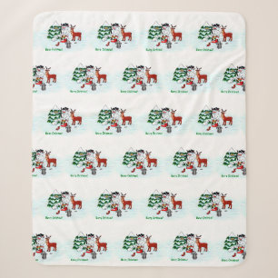 Frohe Weihnachten! Snowman mit Freunden Sherpadecke