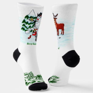 Frohe Weihnachten! Snowman mit Freunden Socken