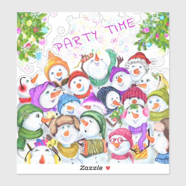 Frohe Weihnachten Snowman Party Funny Sticker (Blatt)