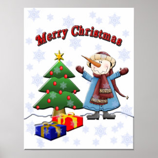 Frohe Weihnachten Snowman Poster