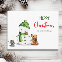 Frohe Weihnachten Snowman Postkarte