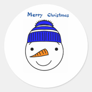 Frohe Weihnachten Snowman Runder Aufkleber