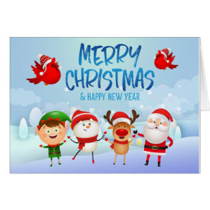 Frohe Weihnachten Snowman Santa Claus Rudolph Elf