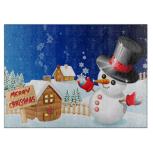 Frohe Weihnachten Snowman Schneidebrett