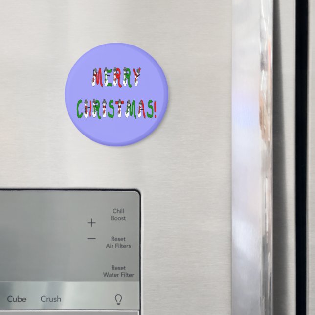 Frohe Weihnachten Snowman Schriftart Magnet (In Situ (Kühlschrank))