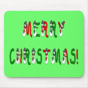 Frohe Weihnachten Snowman Schriftart Mousepad