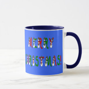 Frohe Weihnachten Snowman Schriftart Tasse