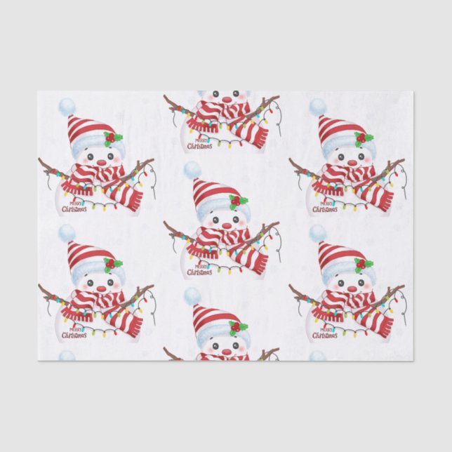 Frohe Weihnachten Snowman Seidenpapier (Vorderseite)