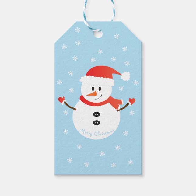 Frohe Weihnachten Snowman Snowflakes Geschenkanhänger (Vorderseite)