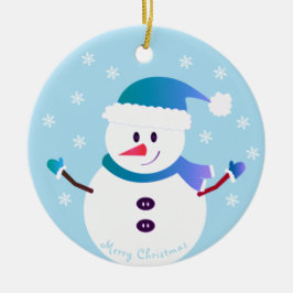 Frohe Weihnachten Snowman Snowflakes Keramik Ornament