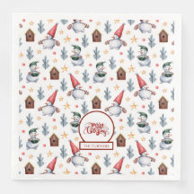 Frohe Weihnachten Snowman Snowflakes Monogram