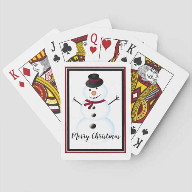 Frohe Weihnachten Snowman Spielkarten (Rückseite)