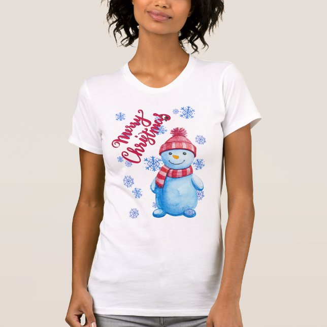 Frohe Weihnachten Snowman T-Shirt (Vorderseite)