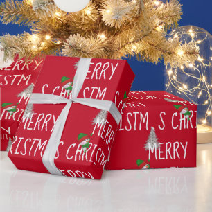 Frohe Weihnachten Snowman und Baum Geschenkpapier