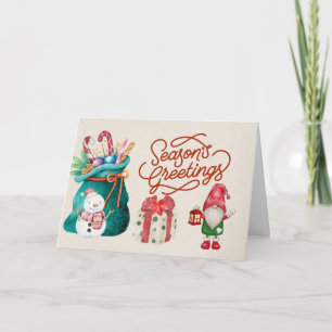 Frohe Weihnachten Snowman und Gnome Karte