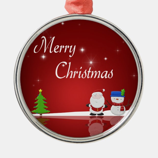 Frohe Weihnachten Snowman und Weihnachten Silbernes Ornament (Vorne)