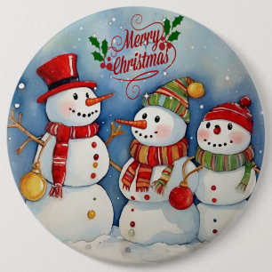 Frohe Weihnachten, Snowmen Feiern Button