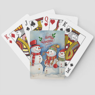 Frohe Weihnachten, Snowmen Feiern Spielkarten