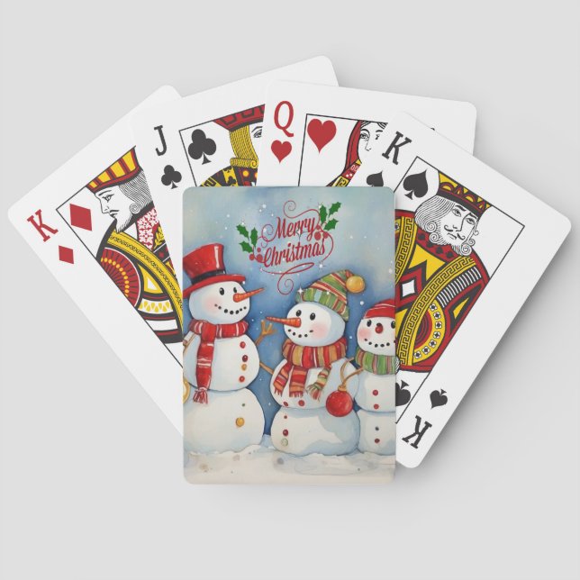 Frohe Weihnachten, Snowmen Feiern Spielkarten (Rückseite)