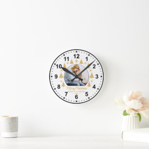 Frohe Weihnachten, so froh wie eine Mutter, weiß-g Runde Wanduhr