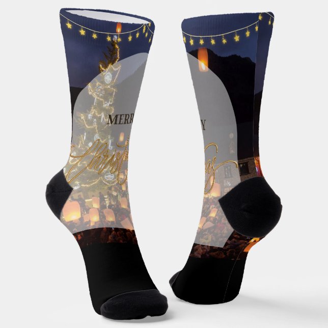 Frohe Weihnachten Socken (Gewinkelt)