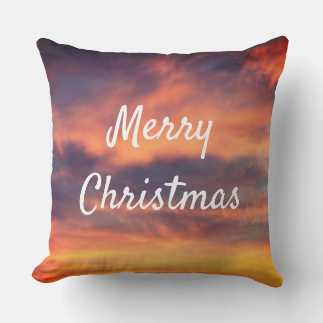 Frohe Weihnachten Sonnenuntergang Wolken Natur far Kissen (Vorderseite)