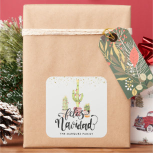 Frohe Weihnachten   Spanischer Weihnachtsaufkleber Quadratischer Aufkleber