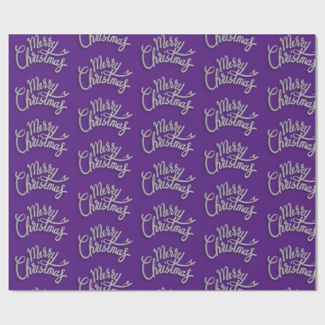 Frohe Weihnachten Sparkling lila und silber Design Geschenkpapier (Flach)