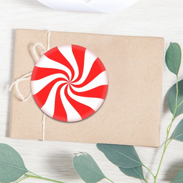 Frohe Weihnachten Spearmint wirl Pfeffermint Candy Runder Aufkleber (Merry Christmas Spearmint swirl peppermint Candy Classic Round Sticker)