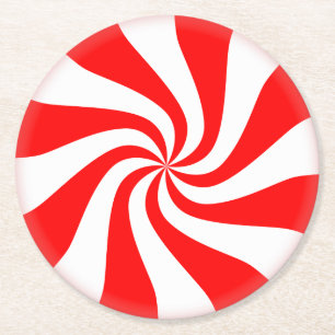 Frohe Weihnachten Spearmint wirl Pfeffermint Candy Runder Pappuntersetzer