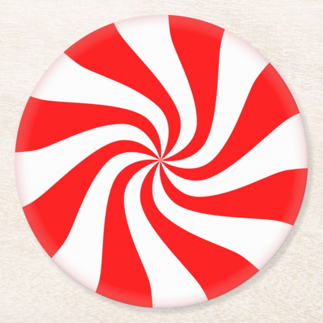 Frohe Weihnachten Spearmint wirl Pfeffermint Candy Runder Pappuntersetzer (Vorderseite)