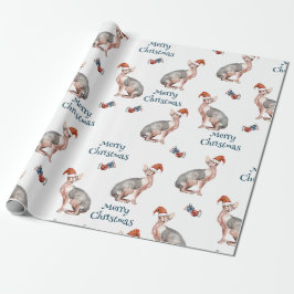 Frohe Weihnachten Sphynx Haare Cat Weihnachtsmannm Geschenkpapier