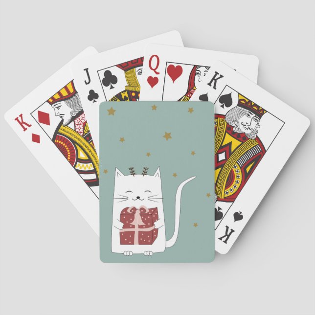 Frohe Weihnachten Spielkarten Deck Katze (Rückseite)